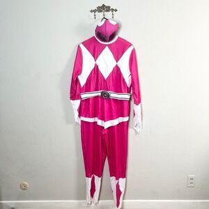 Power Rangers Pink Ranger Costume Jumpsuit Mask Womens XL Halloween 90s Retro